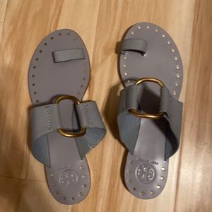Tory Burch Light Blue Sandals with Gold accents